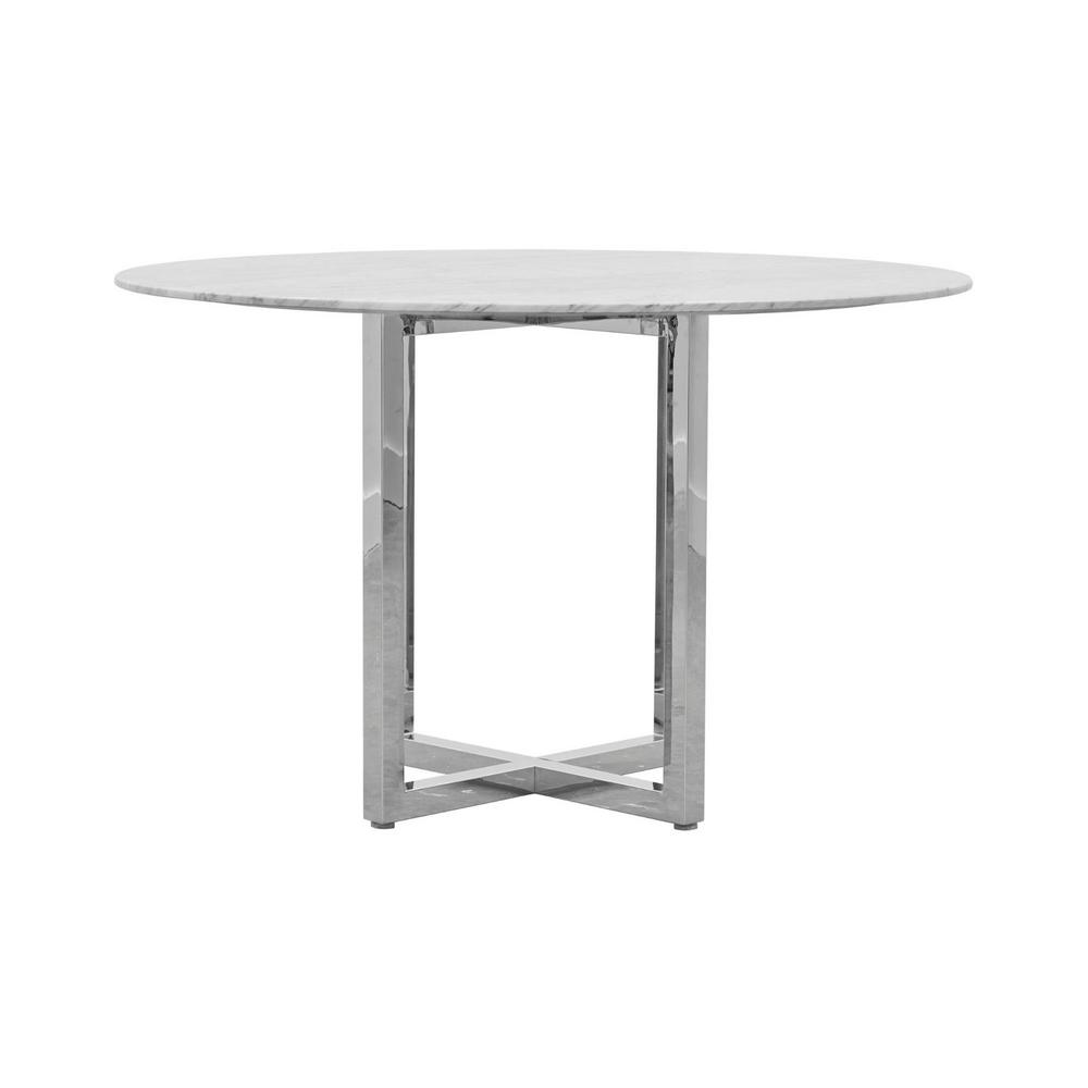 Modus Furniture Chrome Round Marble Top Counter Table Grey Kitchen Dining Room Tables