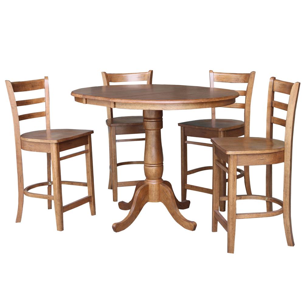 International Concepts Oak Oval Table Counter Stools 18653