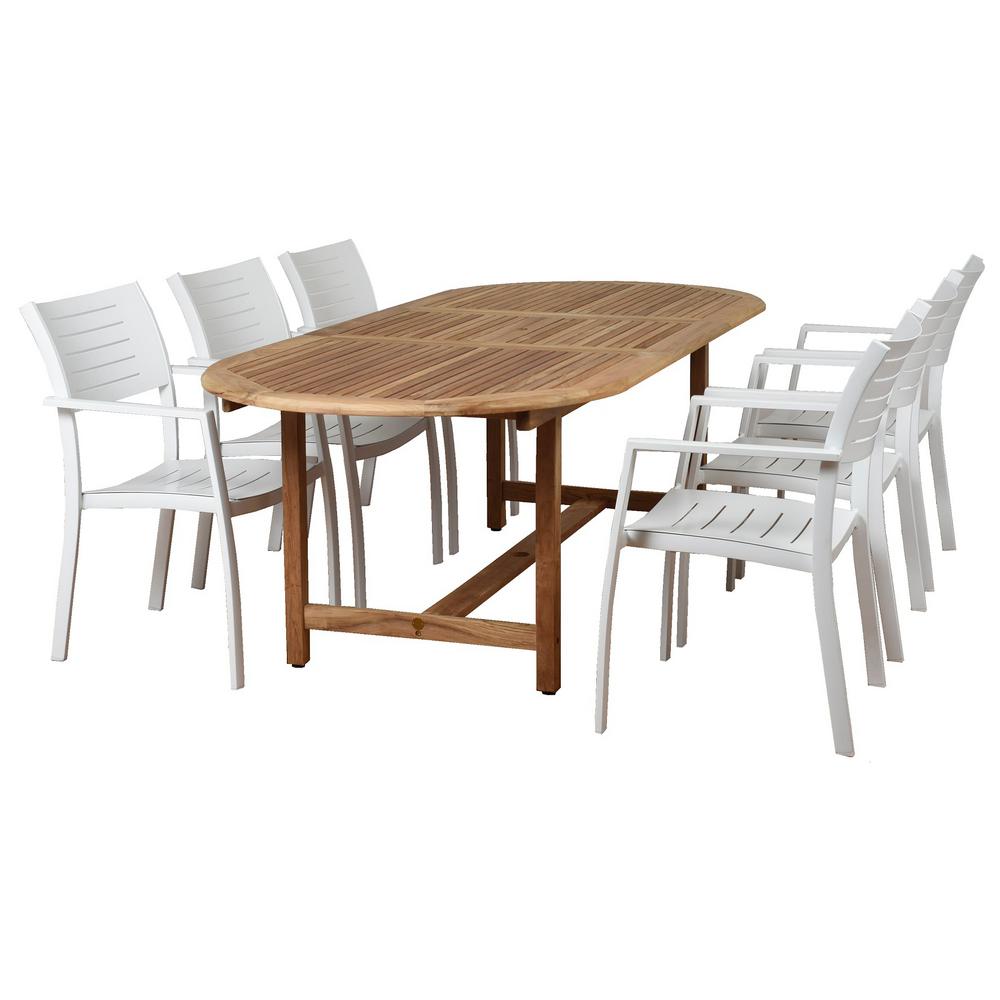 International Home Wood Oval Outdoor Set Dining