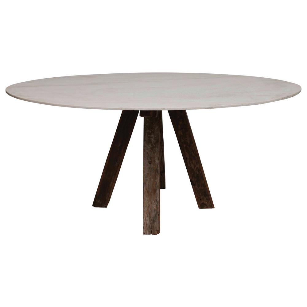 3r Studios Oval Marble Table Wood Honed 4136