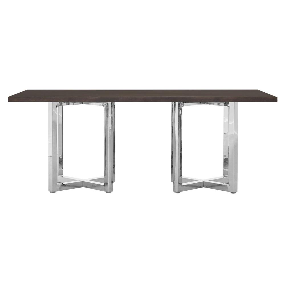 Modus Furniture Chrome Rectangular Wood Top Table Grey Kitchen Dining Room Tables