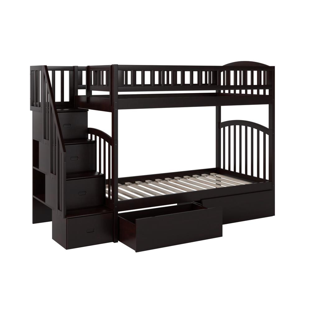 Atlantic Furniture Twin Bunk Bed Drawer Brown Beds Bed Frames