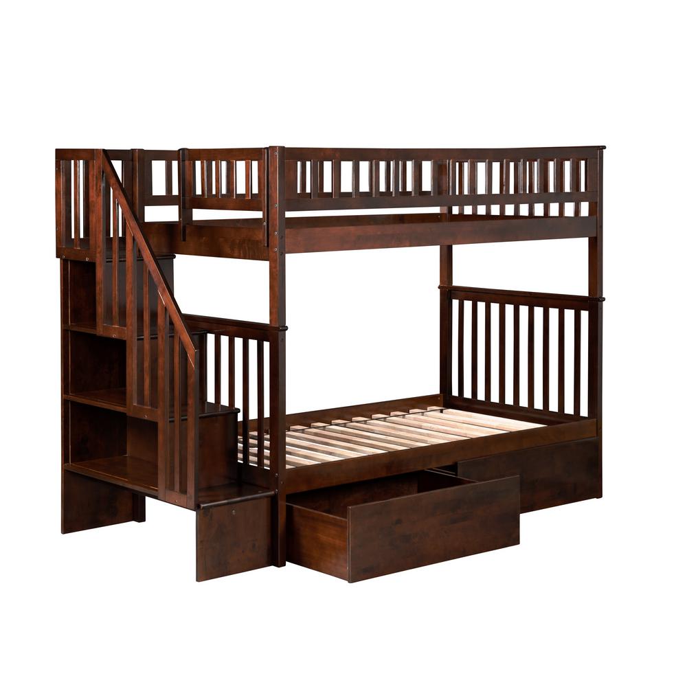 Atlantic Furniture Walnut Twin Bunk Bed Drawer Brown Beds Bed Frames
