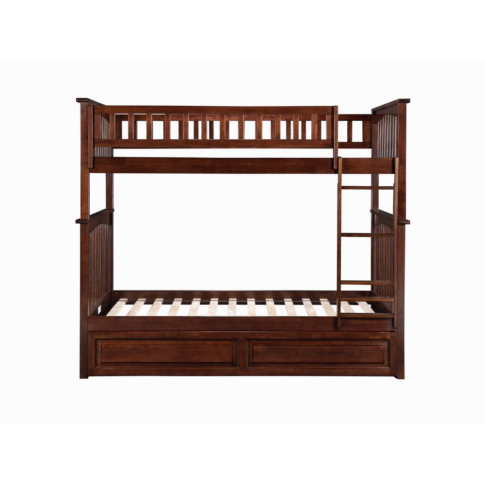 Atlantic Furniture Bunk Bed Twin Panel Trundle Bed Walnut Brown 166