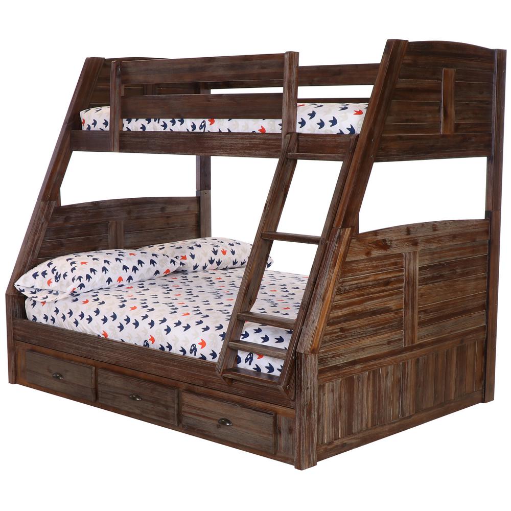 American Furniture Classics Chestnut Twin Wood Bunkbed Drawer Underneath Grey Beds Bed Frames