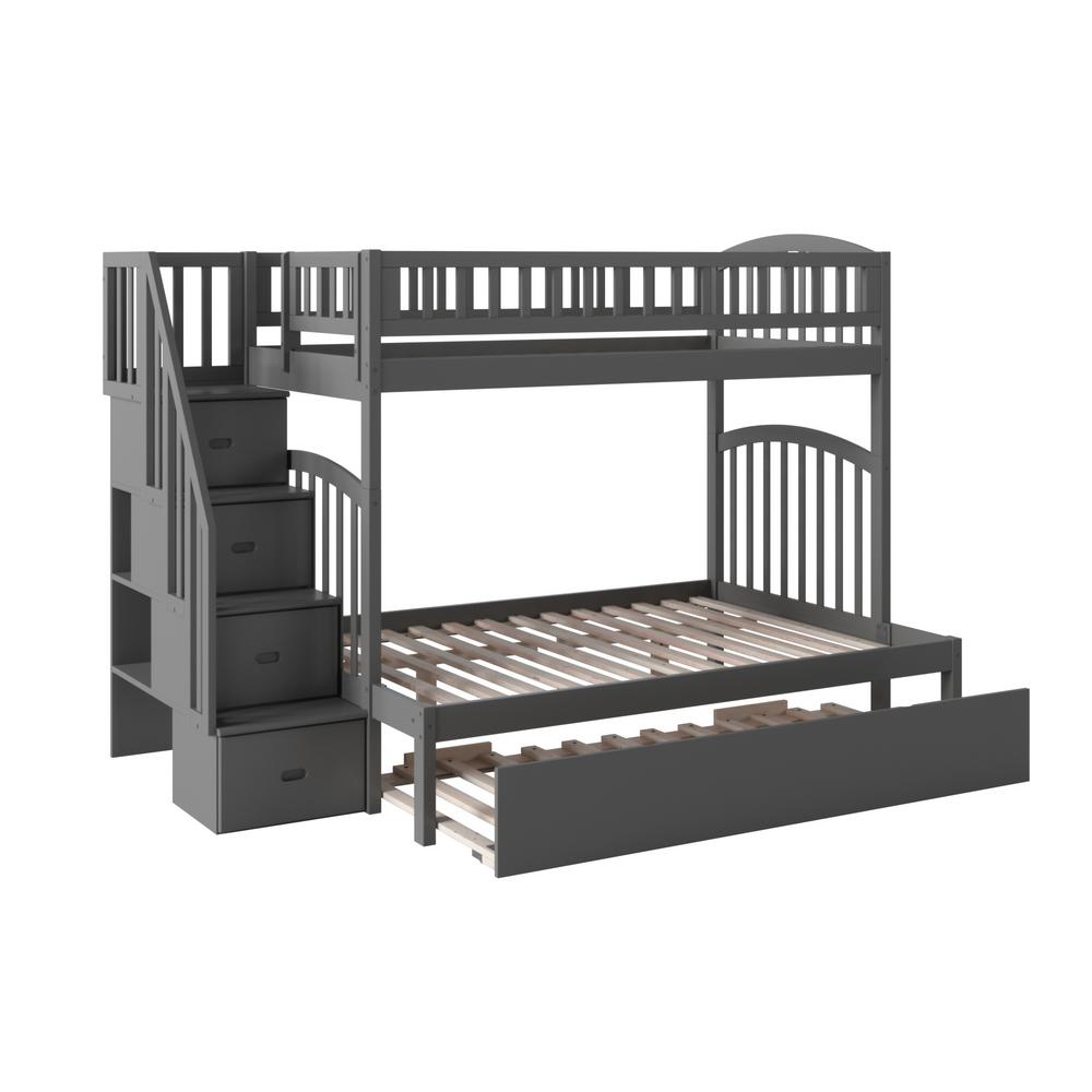 Atlantic Furniture Bunk Twin Trundle Bed Grey Beds Bed Frames