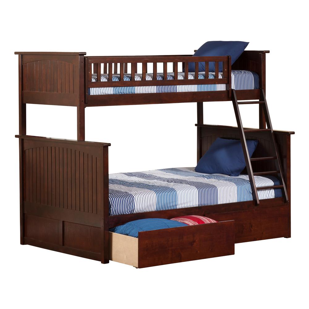 Atlantic Furniture Bunk Twin Bed Drawer Walnut Brown Beds Bed Frames