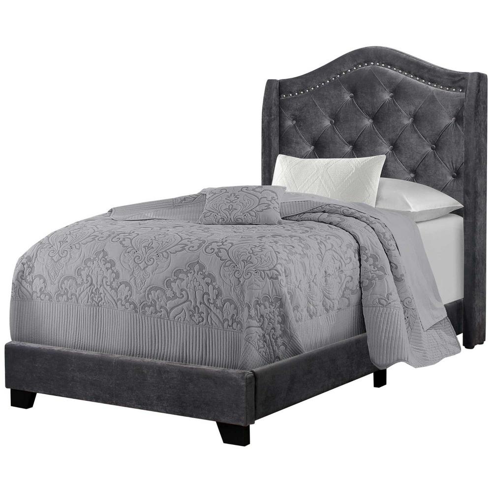 Homeroots Twin Bed Upholstered Headboard Beds Bed Frames