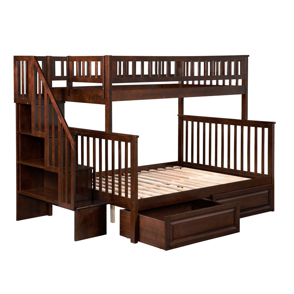 Atlantic Furniture Bunk Twin Panel Bed Drawer Walnut Brown Beds Bed Frames