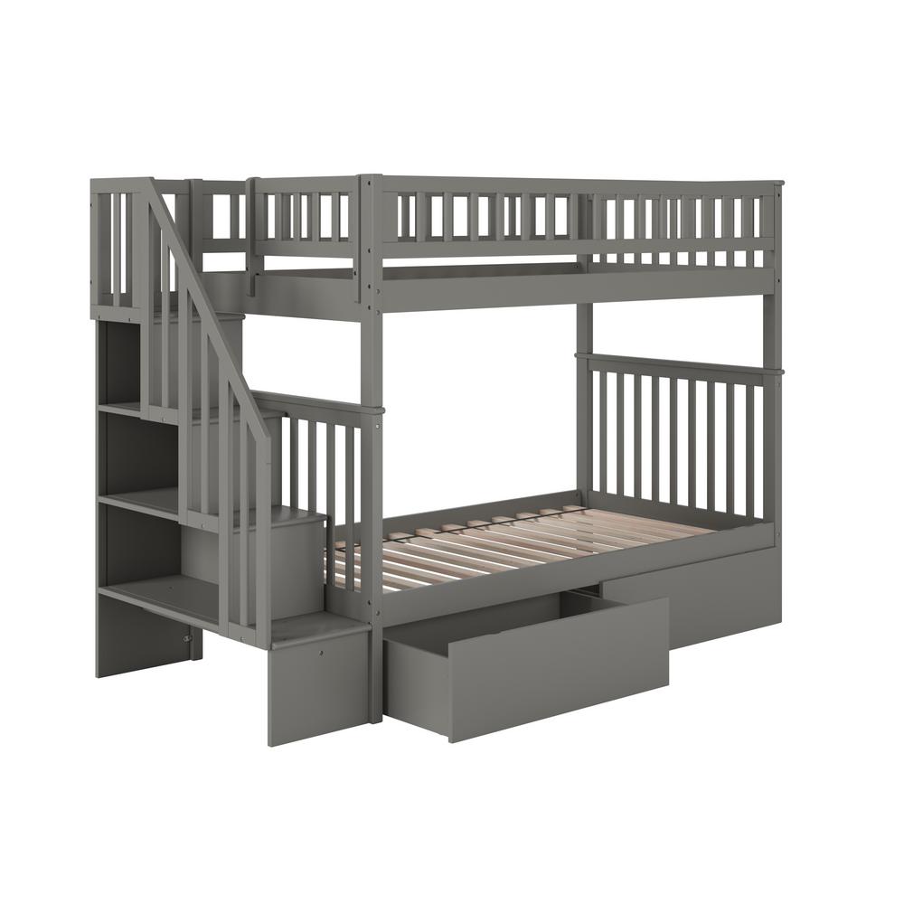 Atlantic Furniture Bunk Twin Bed Drawer Grey Beds Bed Frames