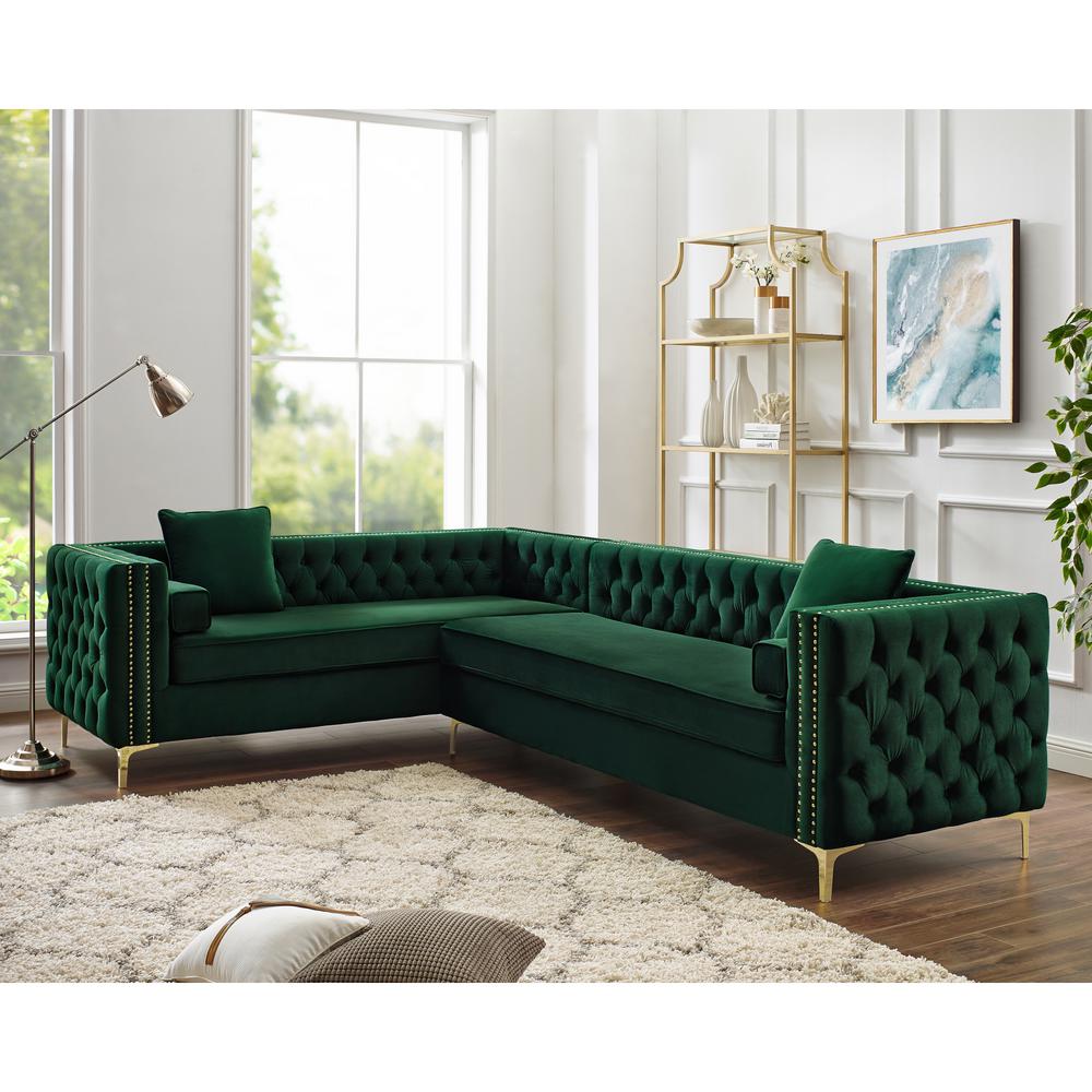 Inspired Home Velvet Seater Sectional Sofa Nailhead Hunte Sofas