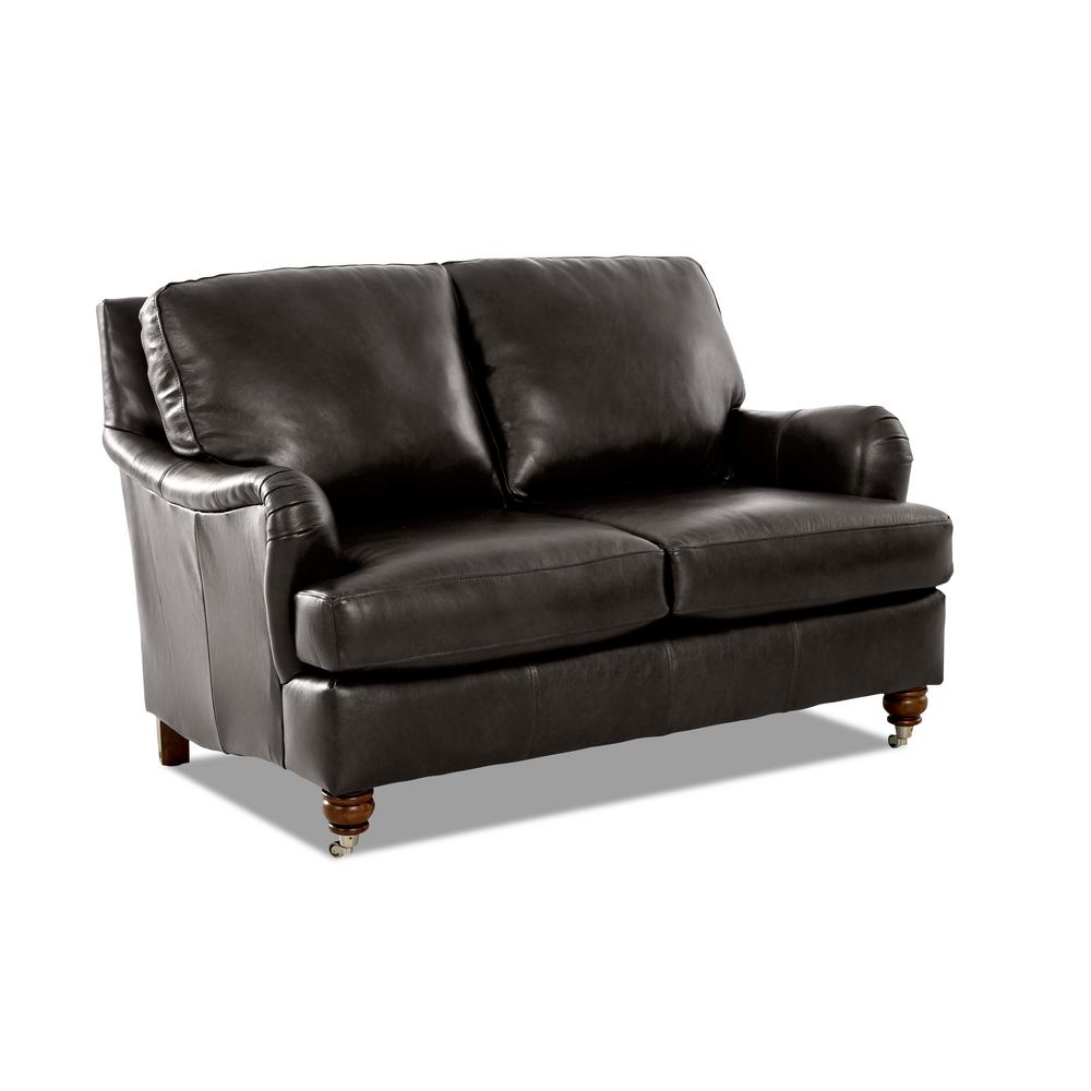 Avenue 405 Steel Leather Seater Loveseat Round Arm Silver Sofas