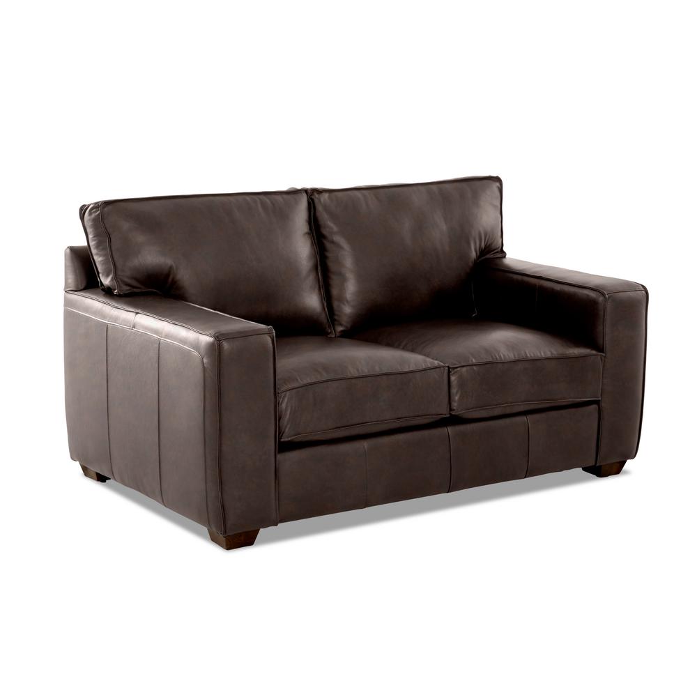Avenue 405 Leather Seater Loveseat Square Arm Brown Sofas