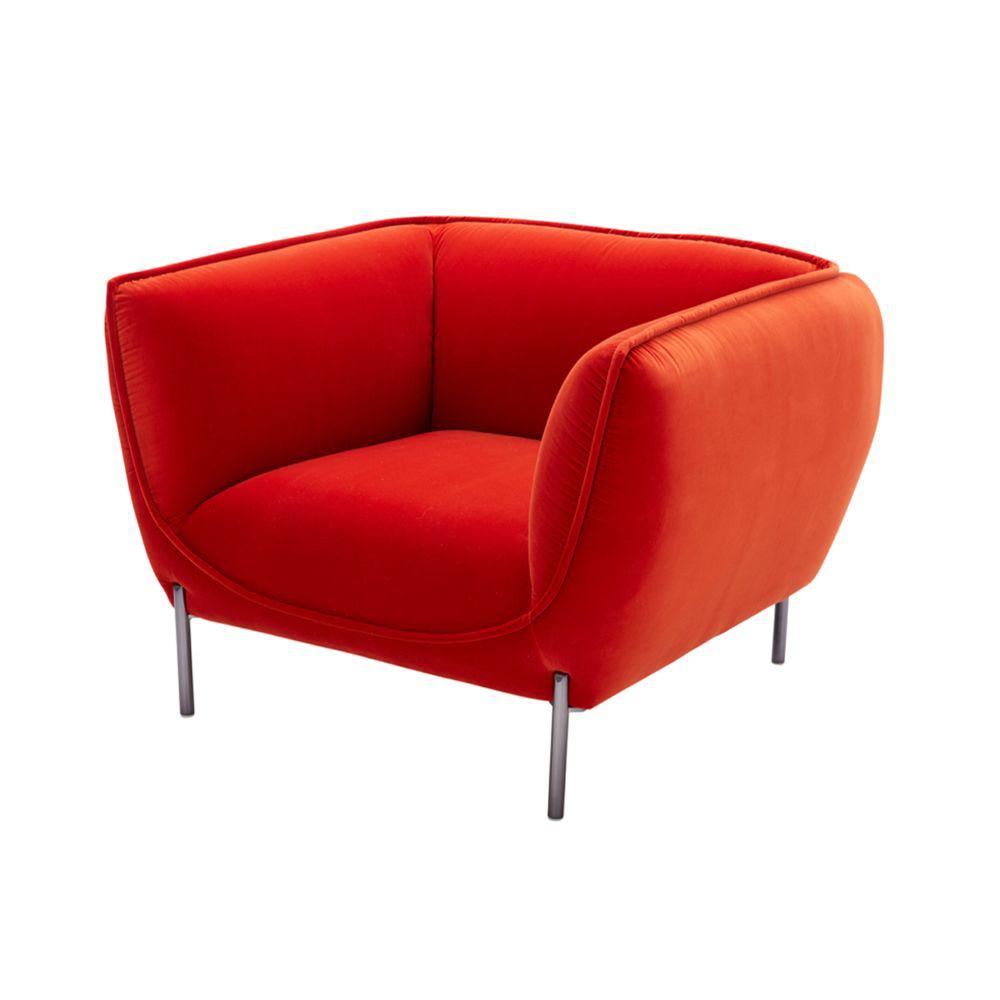 Benjara Upholstered Lounge Chair Pipe Stitchin Bucket Seat 9942
