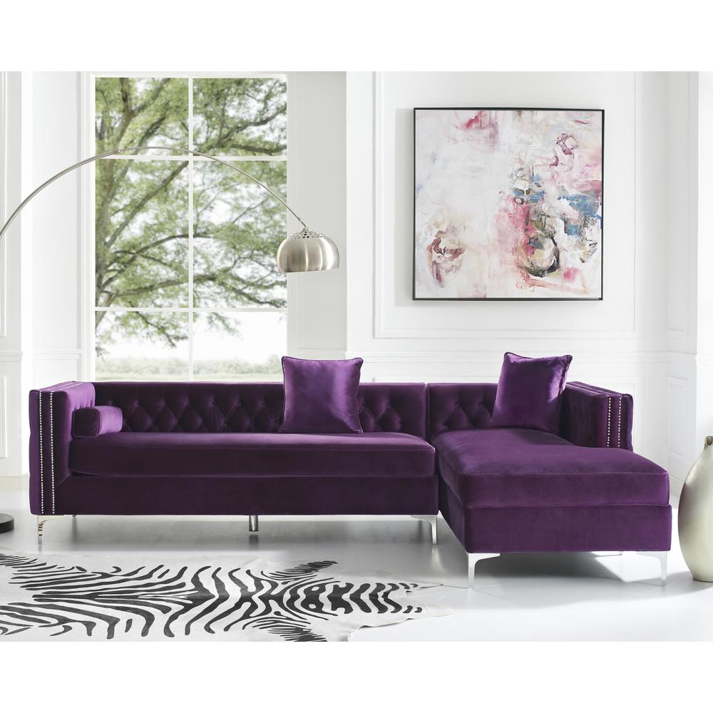 Inspired Home Velvet Seater Sectional Sofa Nailhead Sil Sofas
