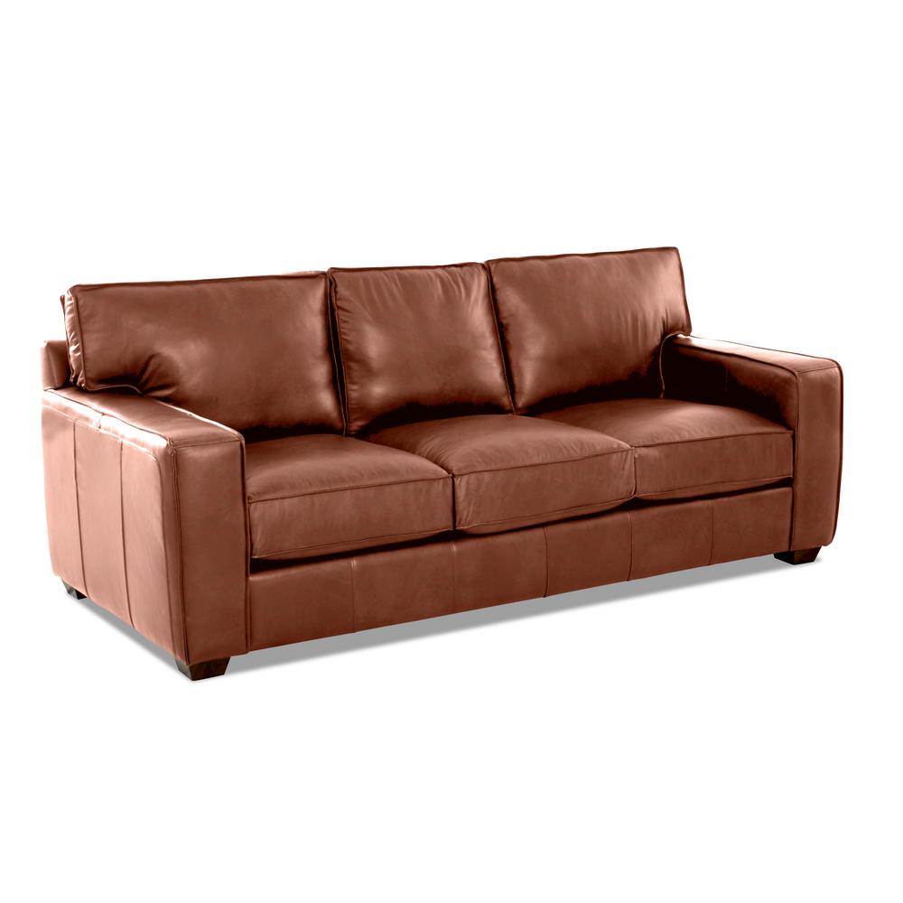 Avenue 405 Chestnut Leather Seater Sofa Square Arm Brown 5363