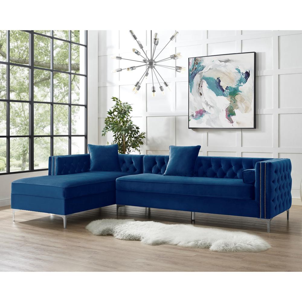 Inspired Home Velvet Seater Sectional Sofa Nailhead V Sofas