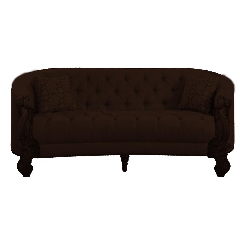 Homeroots Cherry Oak Velvet Seater Sofa Sofas