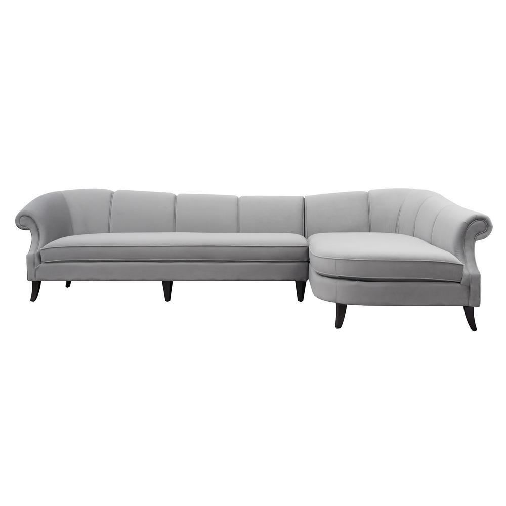 Jennifer Taylor Tuftedvelvet Seater Sectional Sofa Wood Grey Sofas