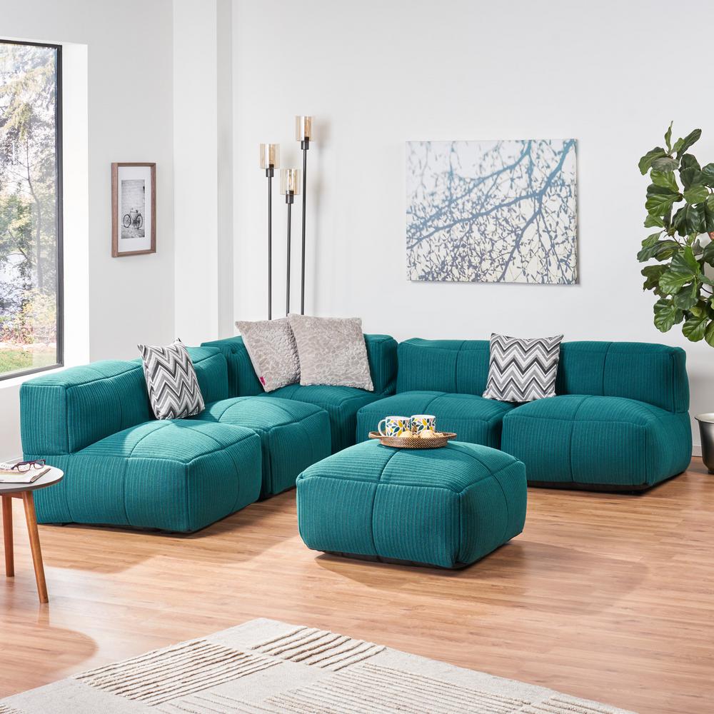 Noble House Teal Sectional Blue Living Room Furniture