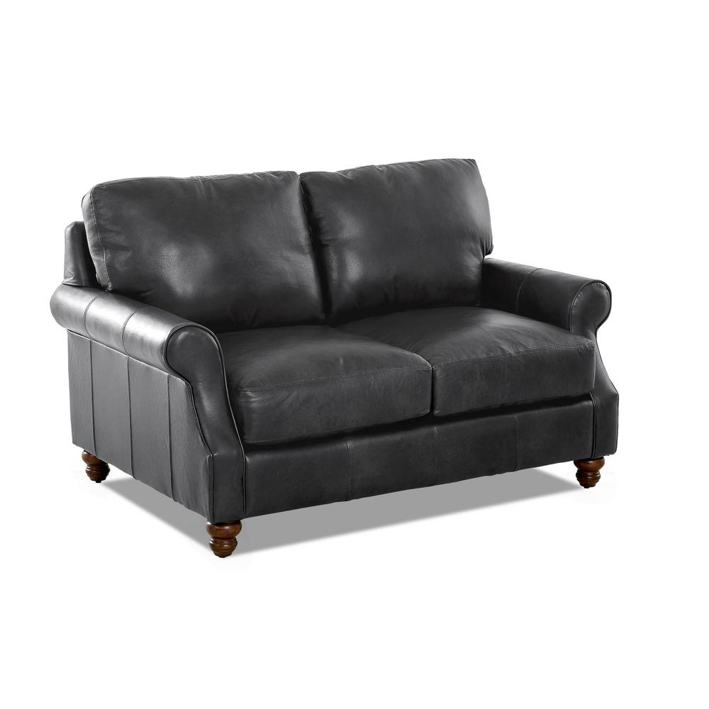 Avenue 405 Leather Seater Loveseat Round Arm Grey Sofas