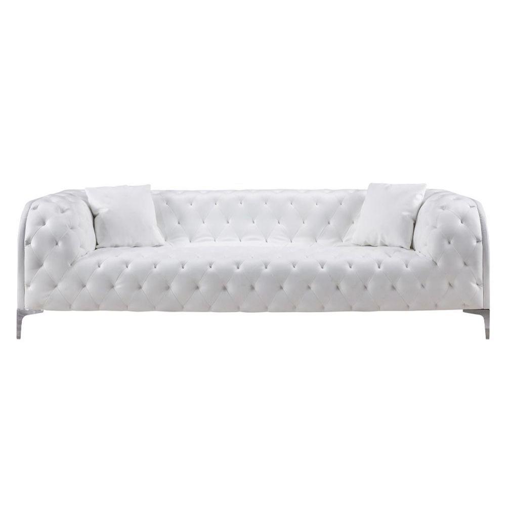 Benjara Upholstered Sofa Accent Pillow Steel Feet Living Room Furniture