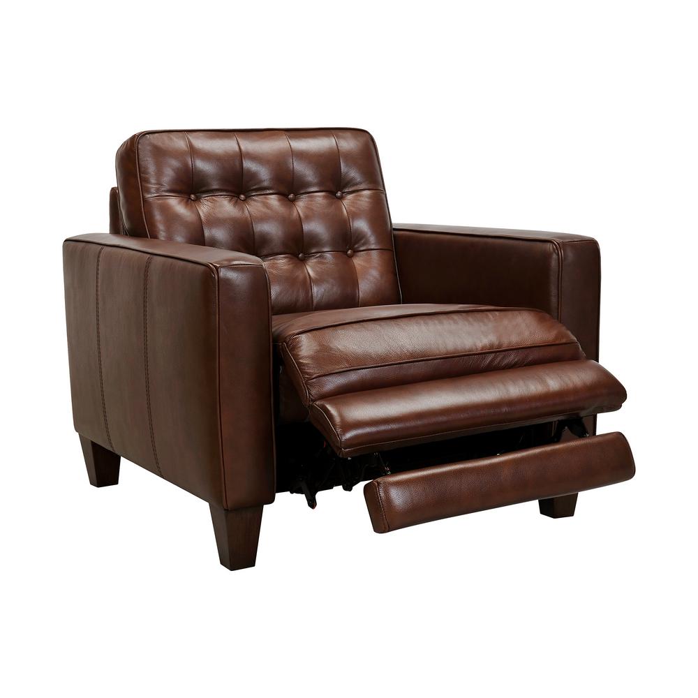 Armen Living Chestnut Leather Arm Accent Chair Brown Living Room Furniture
