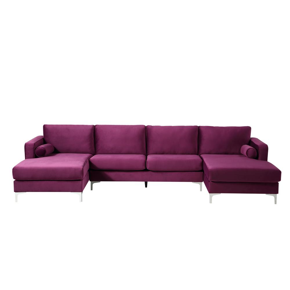 Boyel Living Velvet Symmetrical Sectional Pillow Upholstered Couch Sofa Living Room Furniture