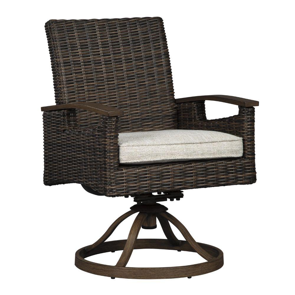 Benjara Wicker Swivel Lounge Chair Living Room Furniture