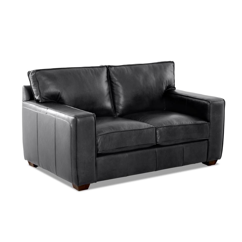Avenue 405 Leather Seater Loveseat Square Arm Grey Sofas