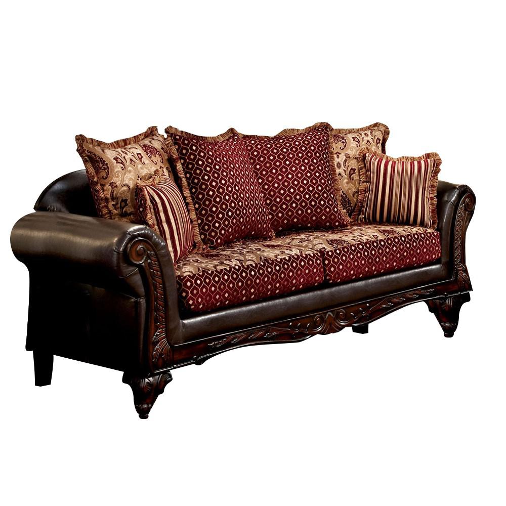 Williams Cherry Leather Camelback Sofa 11705