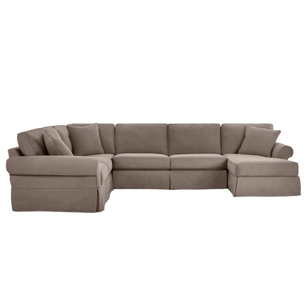Home Decorators Wood Slipcovered Left Side Sectional Grey Sofas