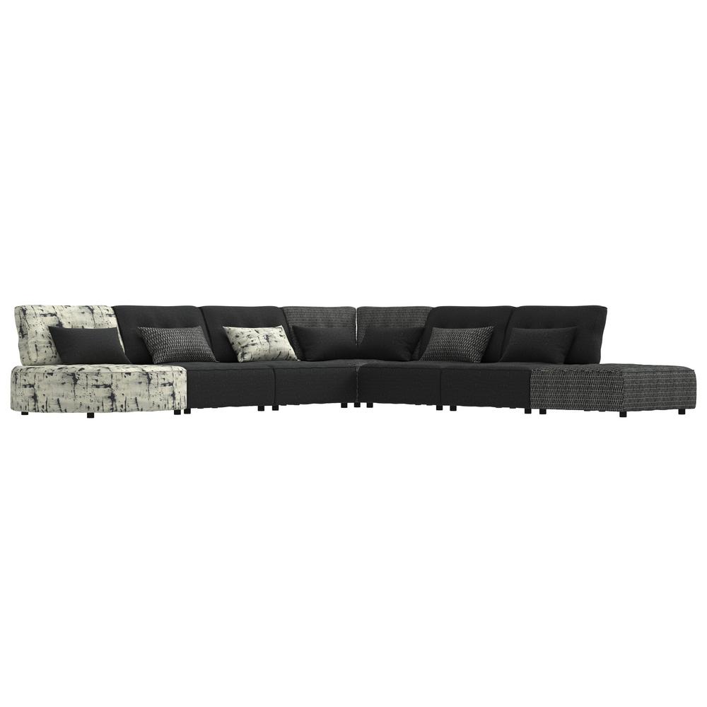 Handy Living Modular Sectional Sofa Ottoman Blac