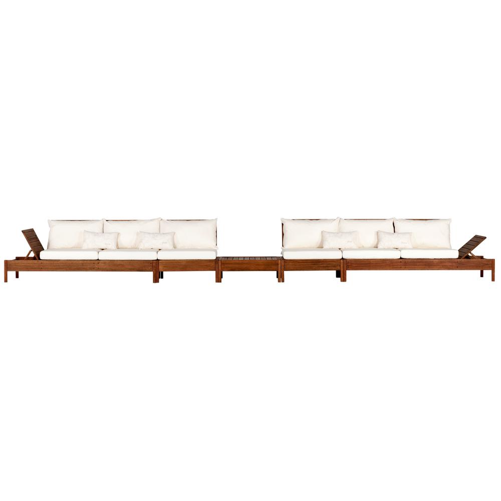 Alaterre Furniture Outdoor Chaise Lounge Sofa Cream Outdoor Sofas