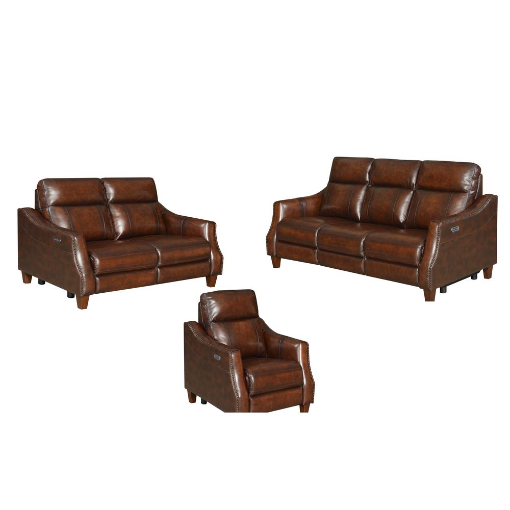Steve Silver Chestnut Leather Furniture Set 2