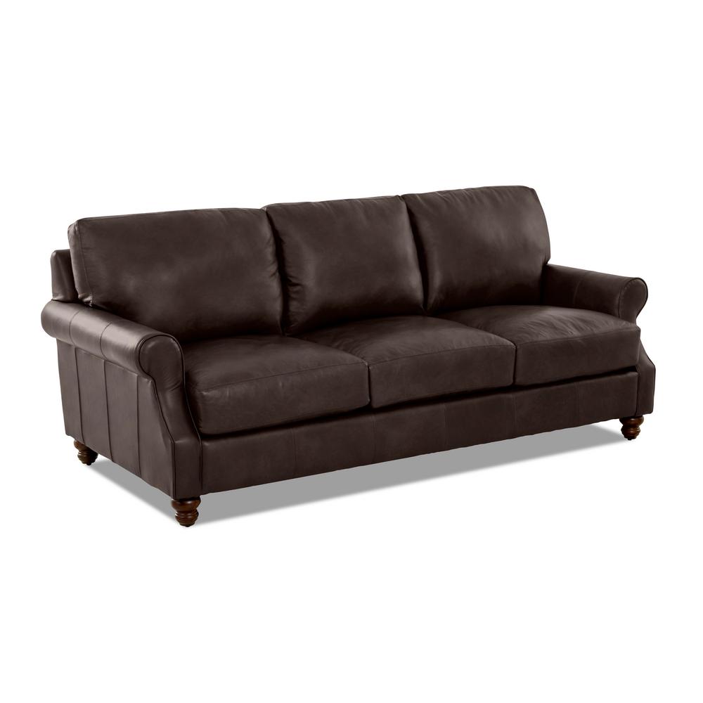 Avenue 405 Leather Seater Sofa Round Arm Brown Sofas