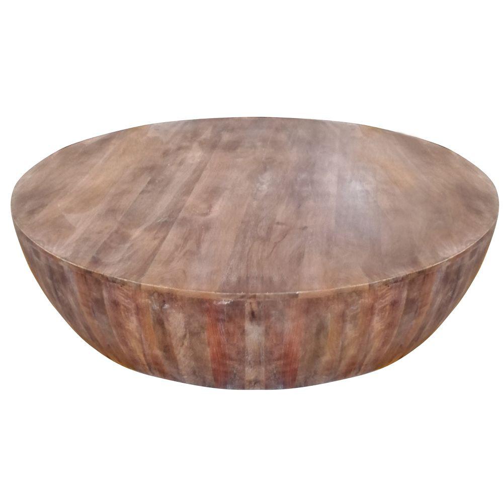 The Urban Port Drum Shape Round Wood Coffee Table 447