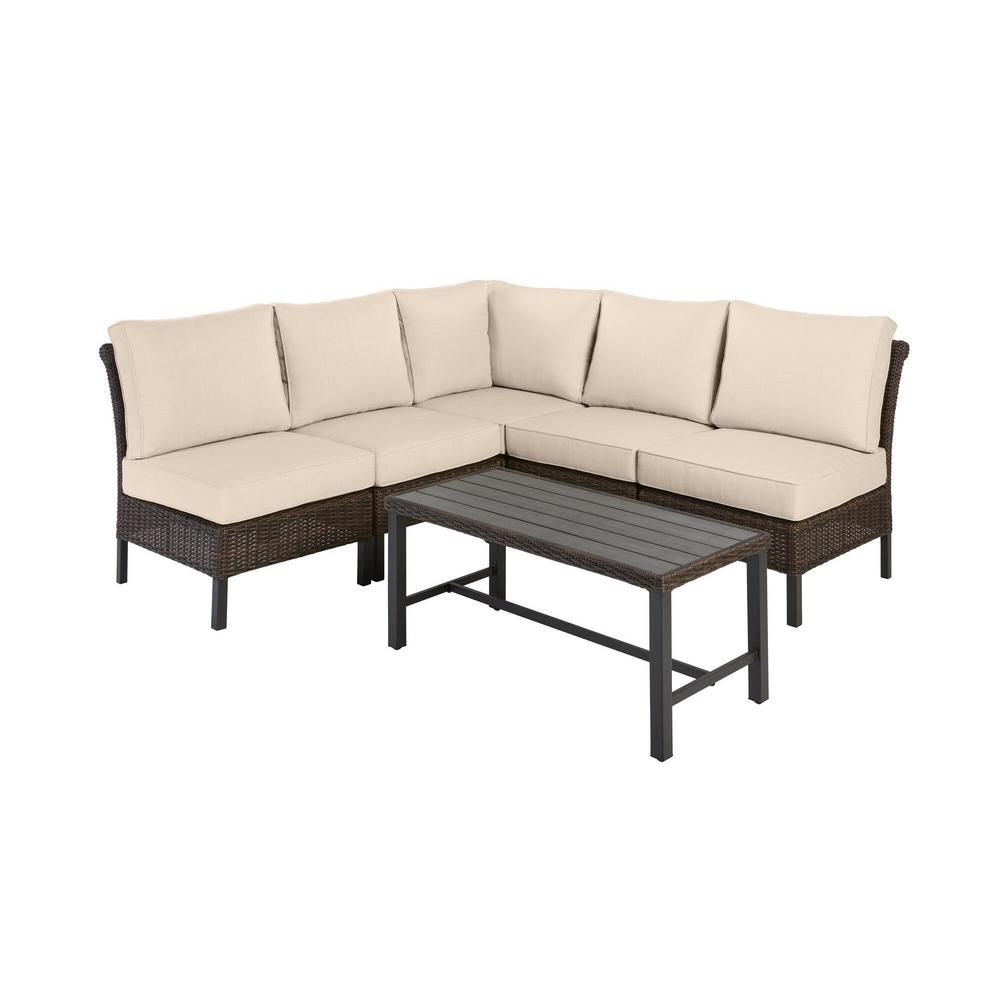 Hampton Bay Patio Sectional Sofa Set Tan 15103
