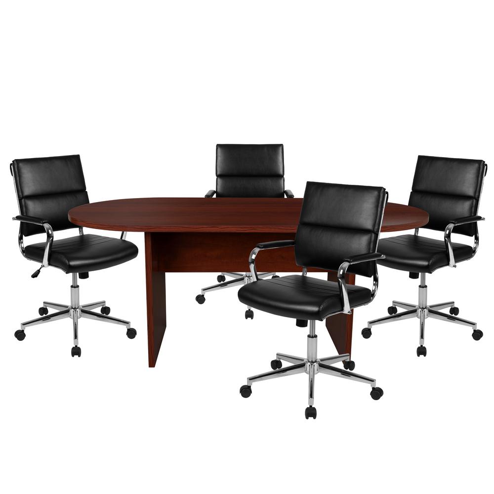 Carnegy Avenue Mahogany Oval Wood Conference Table Tilt Adjustment Brown Conference Room Tables