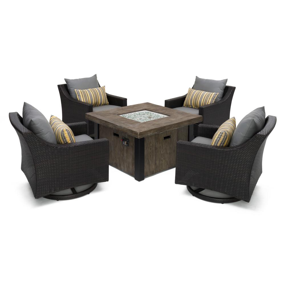 Rst Brands Wicker Patio Fire Pit Conversation Set Seating