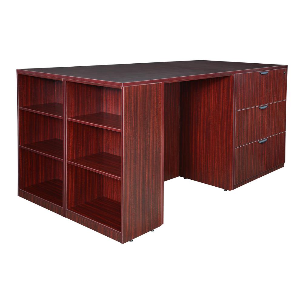 Regency Lateral File Desk Bookcase End Mahogany Brown