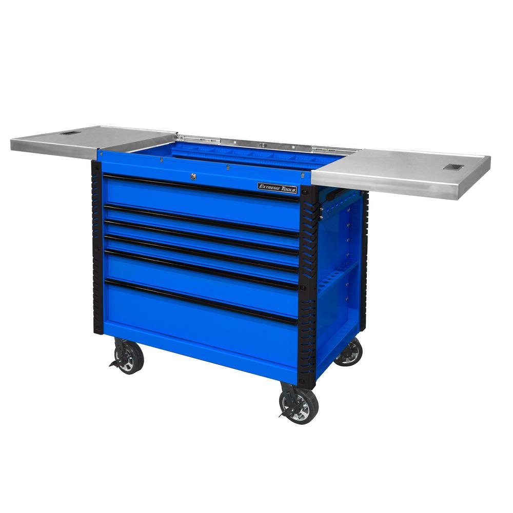 Extreme Tools Drawer Tool Cart Steel Slider Top Bumper Blue Tool Cabinets Chests
