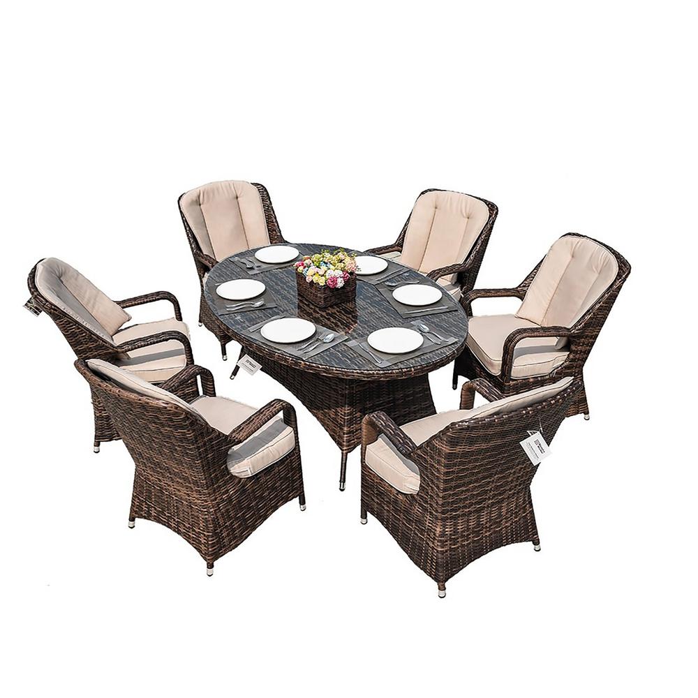 Casainc Wicker Oval Outdoor Set Outdoor Furniture Sets