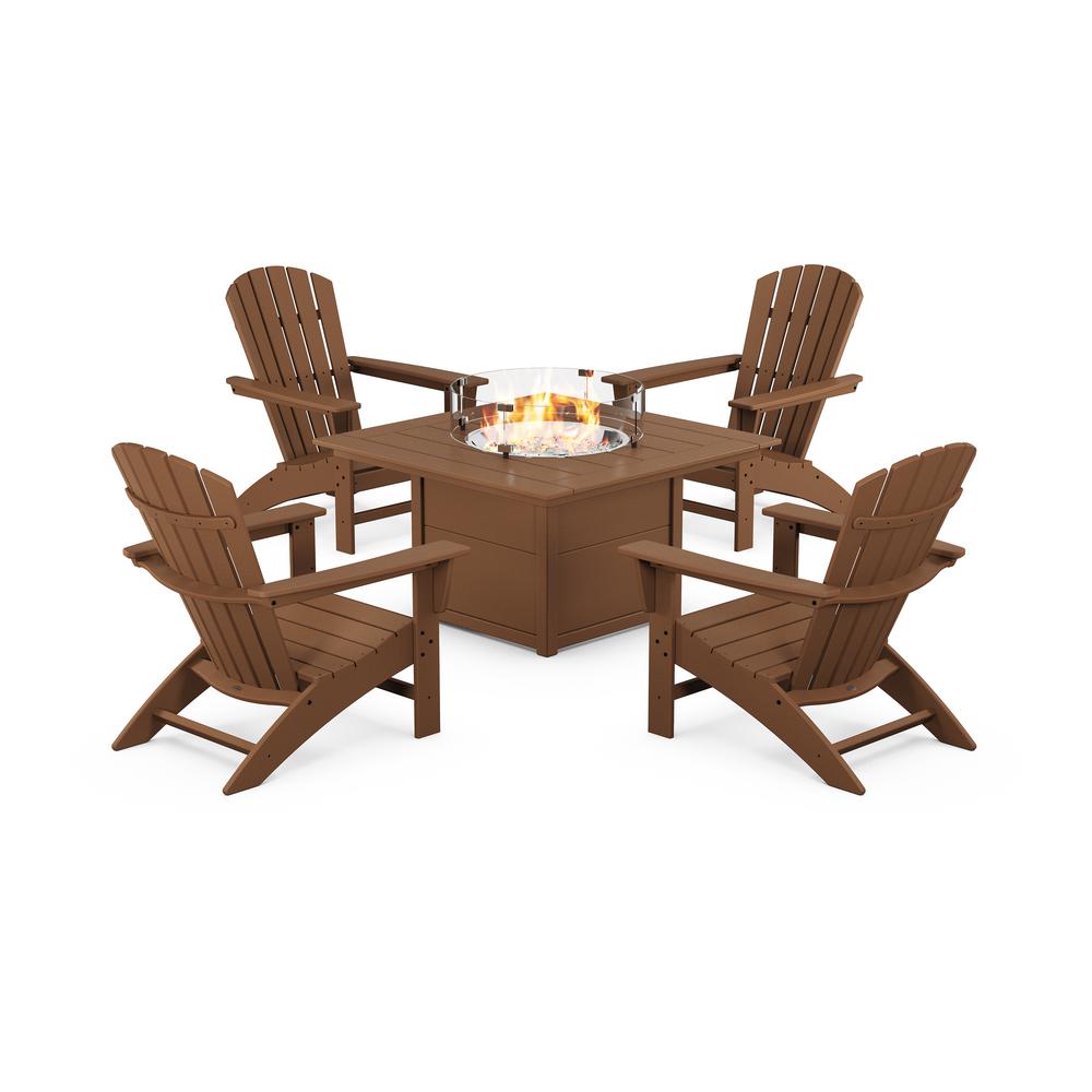 Polywood Patio Adirondack Conversation Set Fire Pit Table Outdoor Furniture Sets