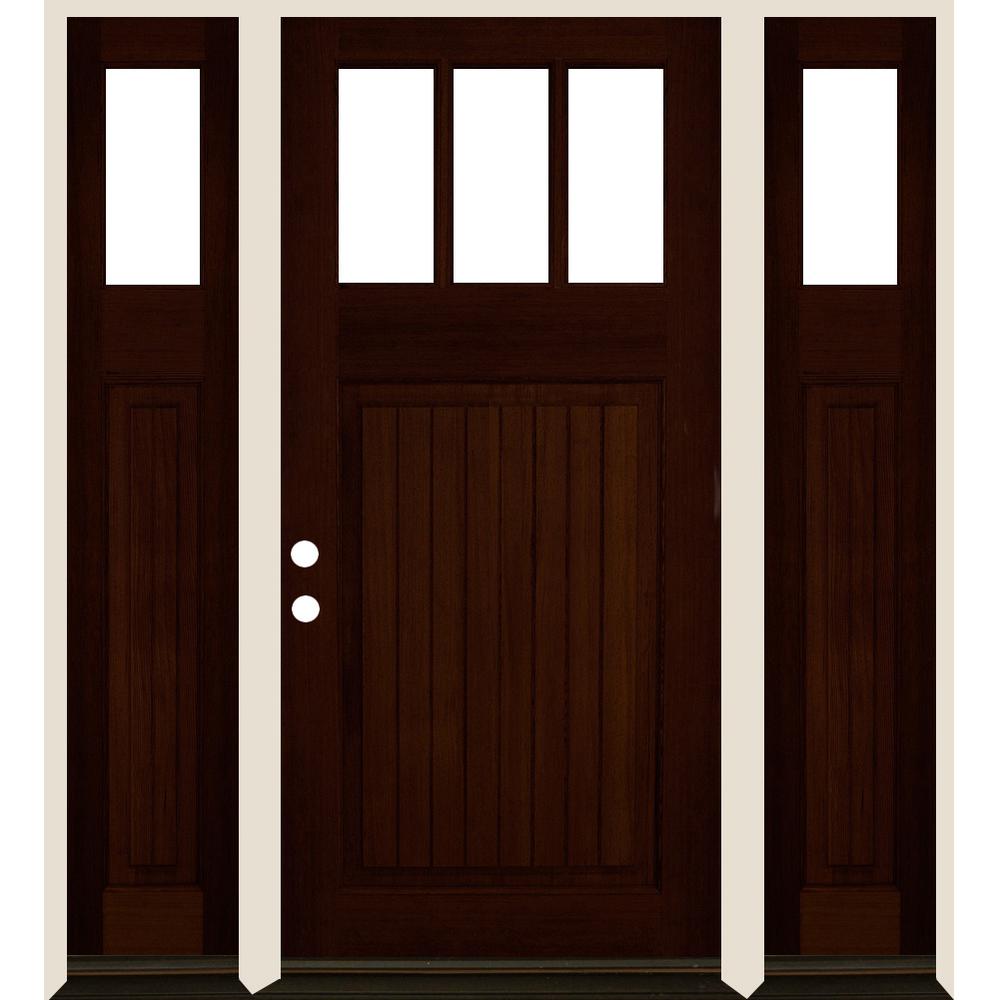 Krosswood Doors Panel Mahogany Right Front Door Double Sidelit Doors
