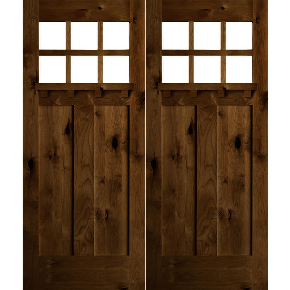 Krosswood Doors Wood Pr Right Double Front Door Light Brown Doors