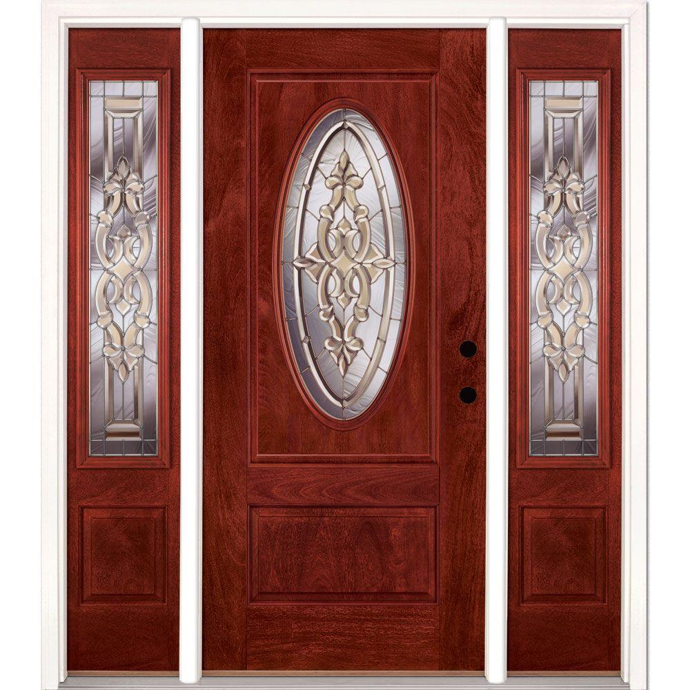 Feather River Doors Oval Cherry Mahogany Lefthd Front Door Sidel Doors