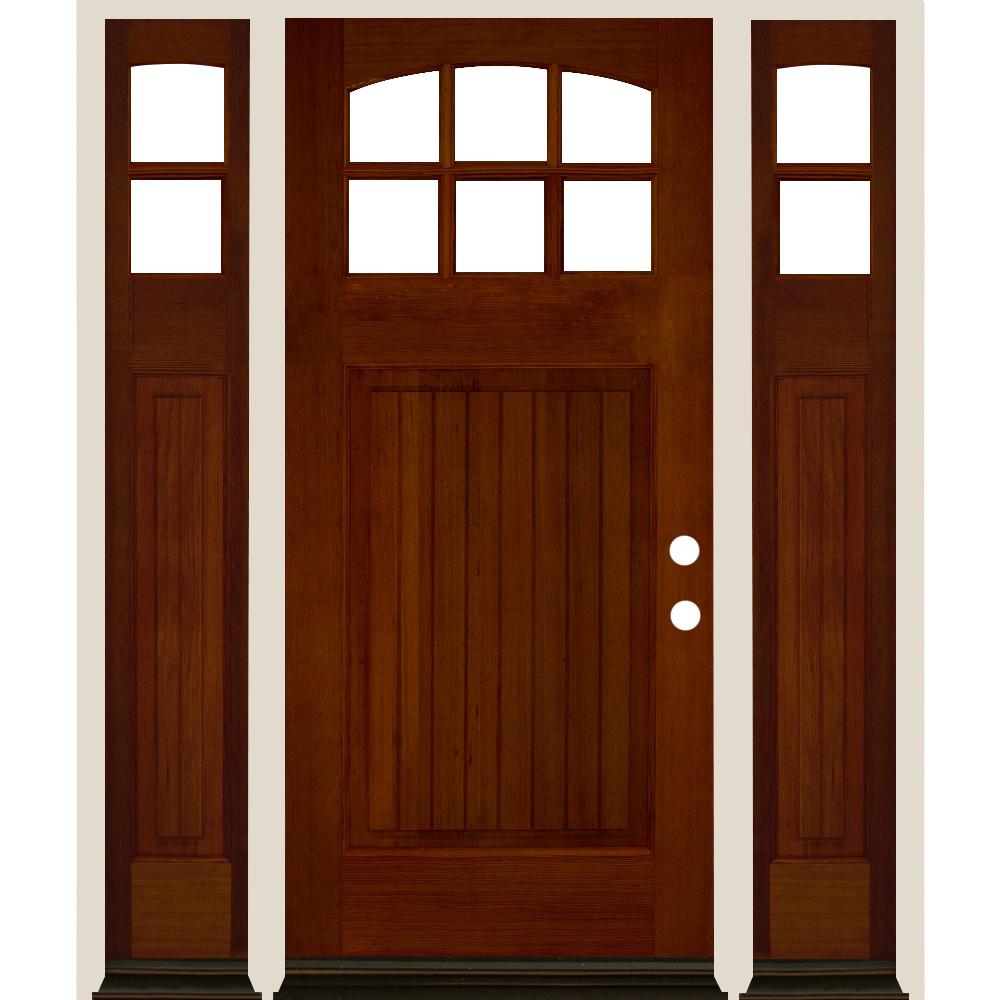 Krosswood Doors Arched Chestnut Left Front Door Double Side Doors